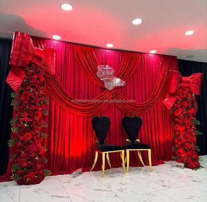<span class=keywords><strong>Wedding</strong></span> Party <span class=keywords><strong>Hall</strong></span> Eventos Decoração Luxo Personalizado Esmeralda Vermelho Gelo Pano De Seda Contexto Cortina com ondulado Cortinas Decoração Do Evento - Product Image 1
