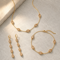 Parure de bijoux élégante en acier inoxydable pour femme : collier, bracelet et boucles d'oreilles à pampilles en zircon marquise – Idéale pour les soirées