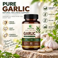 Capsules d'ail OEM ODM sans odeur, à base d'allicine, pour la santé cardiaque, le soutien immunitaire, antioxydant, cholestérol, complément végétalien, 60 gélules