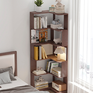 6 Tier L Shaped <b>Corner</b> Bookshelf Wooden <b>Bookcase</b> For Living Room Bedroom With Anti Tipping Design - Product Image 2