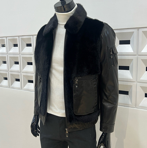Nueva Chaqueta <span class=keywords><strong>de</strong></span> <span class=keywords><strong>Hombre</strong></span> Vintage <span class=keywords><strong>de</strong></span> Plumón <span class=keywords><strong>de</strong></span> Ganso y Piel <span class=keywords><strong>de</strong></span> Oveja, Chaqueta Corta <span class=keywords><strong>de</strong></span> Cuero Genuino con Cuello Cuadrado y Detalles <span class=keywords><strong>de</strong></span> Piel <span class=keywords><strong>de</strong></span> Visón - Product Image 4