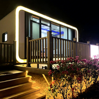 Capsule spatiale préfabriquée moderne modulaire mobile, cabine Apple avec façade vitrée isolée, maison préfabriquée pour bureau et usage extérieur