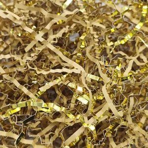 Gold And Kraft Color Crinkle Filler Shredded Cut Paper Filling Confeti Paper Raffia Lafite Grass For Gift Boxes