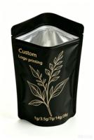 Pochette autoportante en aluminium noir mat avec impression dorée personnalisée, sac de conservation alimentaire refermable à fermeture éclair