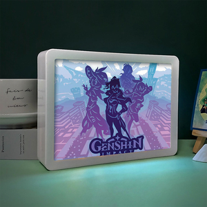 <span class=keywords><strong>Genshin</strong></span>-caja de lámpara de sombra para habitación de niños, luz Led de noche con marco de foto, lámpara <span class=keywords><strong>3D</strong></span> para decoración del hogar - Product Image 2