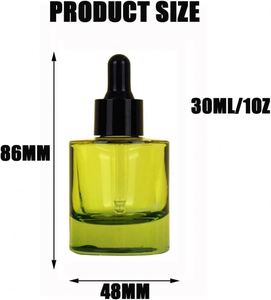Hot Sale 100pcs 30ml Multi-color Premium Frosted Green Glass Cosmetics Oil <b>Dropper</b> Screw Cap Refined Oil <b>Bottle</b> - Product Image 2