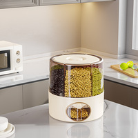 Boîte de rangement rotative en plastique pour riz 5L-6L, conteneur de cuisine hermétique anti-insectes et anti-humidité pour riz et farine