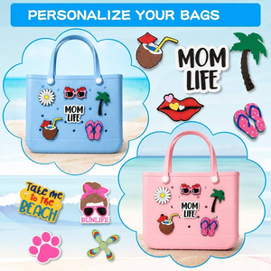 Abalorios personalizados de EVA para bolsos, decoraciones coloridas de dibujos animados para accesorios de bolsos tote, colgantes DIY para bolsos de playa, regalo de verano al por mayor - Product Image 3