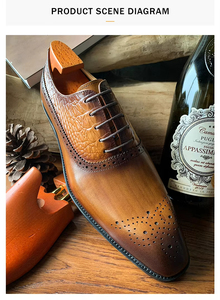 Chaussures Oxford Formelles en Cuir de Vachette Respirant pour Hommes - Chaussures de Ville avec Accents Cousus Main, Durables pour Mariages et Entretiens - Product Image 4