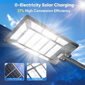 1000Watt kích thước lớn <span class=keywords><strong>LED</strong></span> năng lượng mặt trời đèn đường ngoài trời không thấm nước hoàng hôn đến bình minh cảm biến chuyển động sân vận động ngoài trời đèn an ninh - Product Image 2