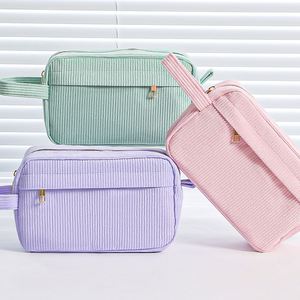 Customizable Corduroy Zipper Portable Fashion Makeup Bag Organizer Women's Travel Shoulder Pencil Bag <b>Cosmetic</b> <b>Storage</b> Clutch - Product Image 5