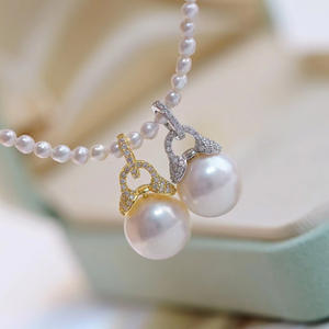 Colgante de Plata S925 con Cuentas Redondas de 10-13 mm, Collar de Jade Simple para DIY con Soporte Vacío, Accesorio 31070 - Product Image 1