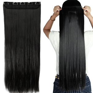 Extensiones de Cabello 100% Brasileñas con Clip, de Una Sola Pieza, Puntas Más Gruesas, Cabello Humano Remy, Clip <span class=keywords><strong>Invisible</strong></span> Sin Costuras, Liso, de Una Sola Pieza - Product Image 1