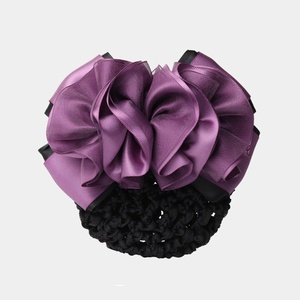 Accessoires pour cheveux pour femmes HZM-61250 : <span class=keywords><strong>Snood</strong></span> en <span class=keywords><strong>crochet</strong></span> fleuri avec barrette, pinces à cheveux en maille antidérapantes pour le travail et les filles - Product Image 2