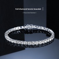 Bracelet tennis en argent sterling 925 avec moissanite 2 mm, géométrique, 7,12 g, serti pavé, pour femme, bijoux haut de gamme tendance, style européen et américain