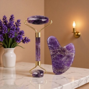 Tabla/Raspador <span class=keywords><strong>de</strong></span> <span class=keywords><strong>Cuarzo</strong></span> Amatista para Rejuvenecimiento <span class=keywords><strong>de</strong></span> la Piel, Regalo Personalizado con Logo, para Cuerpo y Ojos, Venta Caliente Transfronteriza - Product Image 1