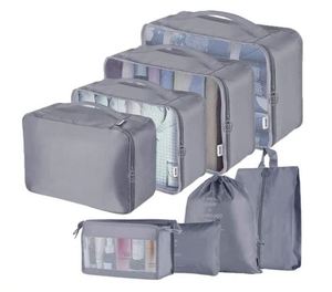 Juego de 8 Cubos de Embalaje para Maletas, Organizadores de Maletas Ligeros con Parte Superior de Malla, Cubos de Embalaje Impermeables para Viajes - Product Image 1