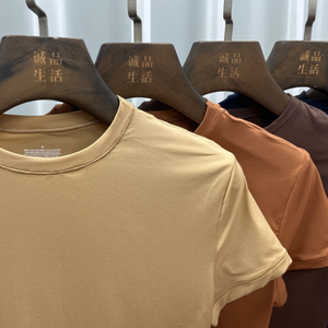 เสื้อยืดคอกลม SUHE แบบไร้ตะเข็บสำหรับผู้หญิง เนื้อผ้ายืดหยุ่น กระชับรูปร่าง เสื้อยืดพื้นฐาน เนื้อนุ่ม สวมใส่สบาย กระชับรูปร่าง เหมาะสำหรับใส่ทุกวัน - Product Image 3