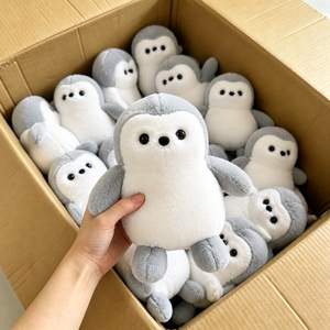Peluche pingouin douce et mignonne de 8 pouces, yeux noirs, dos gris, thème océan, vente en gros, <span class=keywords><strong>prix</strong></span> de carnaval, commandes en gros pour boutiques de cadeaux - Product Image 1
