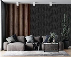 Panneau mural 3D géométrique en PVC UDK, <span class=keywords><strong>prix</strong></span> d'usine, revêtement mural imperméable pour salon, chambre à coucher, décoration intérieure, <span class=keywords><strong>noir</strong></span> <span class=keywords><strong>mat</strong></span> - Product Image 1