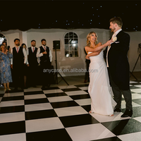 Plancher de danse portable de qualité supérieure, brillant, blanc et noir, en contreplaqué, pour mariage, banquet, fête, location d'événements