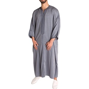 PROMISTAR 2026 Nueva Camisa Larga Étnica Africana Gris <span class=keywords><strong>para</strong></span> Hombre, Túnica Musulmana de Verano, Thobe Musulmán <span class=keywords><strong>para</strong></span> Hombre - Product Image 5