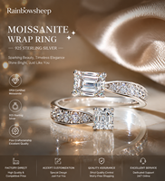 Bague de fiançailles en argent sterling 925 avec deux pierres en moissanite taille émeraude, design torsadé, empilable, bijoux personnalisés, vente en gros