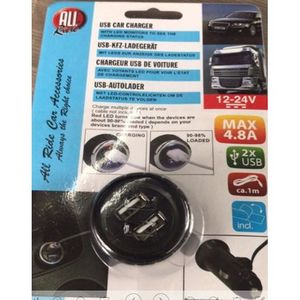 Encendedor de Cigarrillos con Cargador USB para Auto, 12-24V, Doble Puerto, 4.8A Máx., con Indicador LED y Monitoreo de Voltaje para Vehículos - Product Image 1