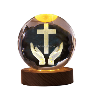 Modern 3D Crystal Cross Jesus Figurine LED <b>Night</b> <b>Light</b> Laser Engraved Crucifix Easter Decoration for Resin USB Ws1532 Bedroom Ni - Product Image 5