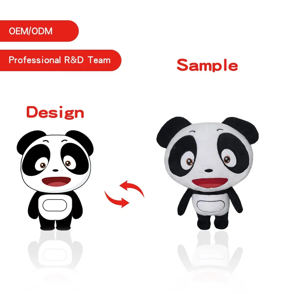 Diseño personalizado bordado Panda Animal de peluche para regalo de los niños juguetes de peluche suave