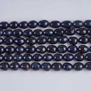 Vente en gros d'usine, perles d'eau douce naturelles blanches, forme de riz noir, semi-finies, 8-9 mm, pour collier DIY - Product Image 2