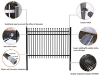 Spear Top Gegalvaniseerd Staal Hekwerk Paneel Heavy Duty Roestvrij Buiten Tuin Beveiliging Grens Zwarte Poedercoating 6x8Ft