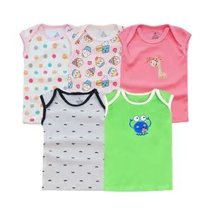 Manufacturer infant baby girls sleeveless tank top 5 piece set 100% cotton vest for babies