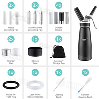 Siphon à crème en aluminium de 500 ml (1 pinte) avec bord en silicone, distributeur de crème pour les mains avec embouts en plastique