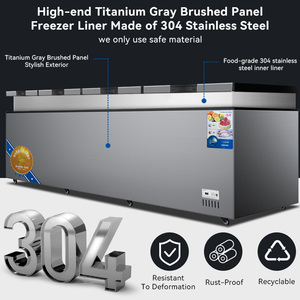 Congélateur horizontal commercial OEM ODM 4 portes <span class=keywords><strong>1700</strong></span> litres en acier inoxydable, congélateur coffre profond commercial - Product Image 4