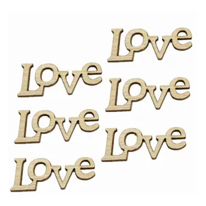 Corazón de amor de madera recorte alfabeto hueco piezas de palabras de madera sin terminar
