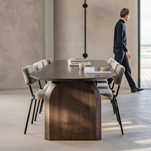 Set da <span class=keywords><strong>Ristorante</strong></span> Minimalista in Legno Massello con Tavolo Ovale e 4 Sedie, Ottimo per Sala da Pranzo e Arredamento <span class=keywords><strong>Ristorante</strong></span> - Product Image 3