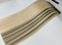 Extensions de cheveux humains vierges Remy 100% lisses, double épaisseur, avec bande adhésive fine en PU invisible