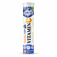 Comprimés effervescents de vitamine C OEM 1000mg, plusieurs saveurs, complément alimentaire, fabricant en marque blanche