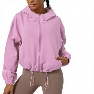 Sudadera con capucha y cremallera para mujer, de felpa francesa, con dobladillo elástico, para yoga, correr y actividades al aire libre - Product Image 1