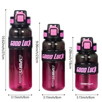Bouteille d'eau réutilisable en plastique PC transparent bicolore de 1000 ml, anti-fuite, avec manchon antidérapant, couvercle anti-poussière et cordon de sécurité