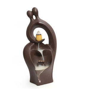 Quemador de incienso creativo de arcilla morada con diseño 'Lover Be Together Forever' y efecto de cascada de flujo inverso - Product Image 6