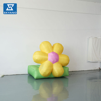 Modèle de fleur gonflable jaune personnalisé avec base, imperméable, pour décoration extérieure de sites touristiques et affichage publicitaire événementiel