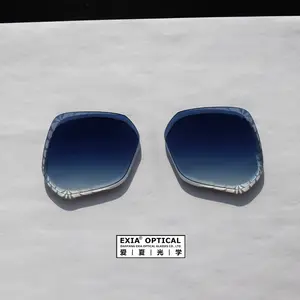 EXIA NY7ACUT9 Óculos De Sol Lentes De Corte Forma Gradiente Azul Rimless UV400 Anti-óleo Impermeável