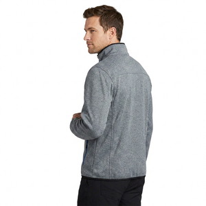 Veste en toile grise unisexe, fermeture éclair bleue, col mandarin, décontractée, imperméable, coupe-vent, vêtements d'hiver, à capuche, coupe régulière, polyester - Product Image 3