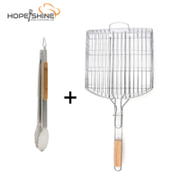 Panier à griller pliable en acier inoxydable pour poisson, légumes et crevettes avec poignée amovible