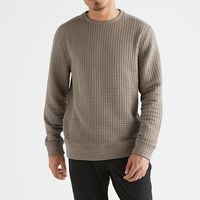 Sweat-shirt pour hommes en tricot personnalisé col rond anti-rétrécissement pull-over tricots motif gaufré sweatshirts