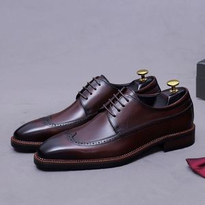 Zapatos Oxford Brogue de Diseño de Lujo, Nueva Moda, Cuero Vacuno de Primera Capa, Zapatos de Cuero para Hombre - Product Image 5