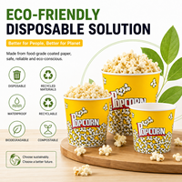 Gobelets à popcorn personnalisés en papier, qualité alimentaire, imperméables, biodégradables, fournisseurs en gros, gobelets à popcorn personnalisés pour cinéma et restauration rapide