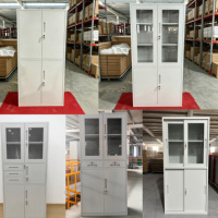 Archivador Metálico Moderno con 2 Puertas de Vidrio, Armario de Almacenamiento de Documentos KD Ensamblado para Uso Comercial